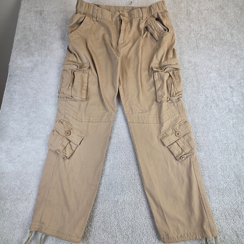 Mustway Tan Cargo Pants Womens 16 Khaki Multi Pocket Stretch Utility Trousers‎